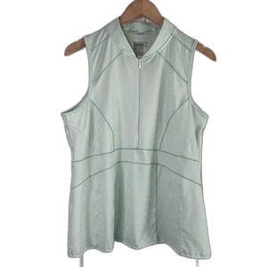 Lucky in Love Womens Sleeveless Quarter Zip Tennis Golf Top White Green Large 12